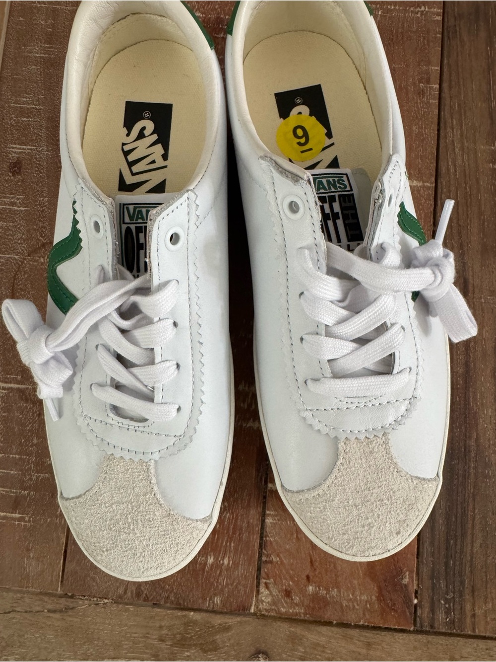 Vans Off The Wall White Green Leather Sneakers Womens Size 9 Low Top Casual - Picture 7 of 7